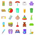 Home economics icons set, cartoon style