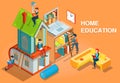 Home education isometric concept vector