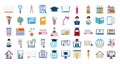 Home education school learn supplies icons set flat style icon