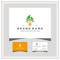 home electric leaf logo design with business card vector Royalty Free Stock Photo