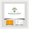 home electric leaf logo design with business card vector Royalty Free Stock Photo