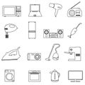 Home electrical appliances outline icons set