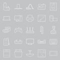 Home electrical appliances thin lines icon set