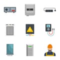 Home electrician icons set, cartoon style Royalty Free Stock Photo