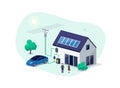 Home electricity scheme with battery energy storage and electric car charging