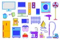 Home electronic appliances, set of isolated household items in flat line style, vector illustration Royalty Free Stock Photo