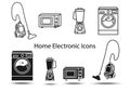 Home Electronic Icons,washing machine,microwave,vacuum cleaner,juice blender,vector illustrations Royalty Free Stock Photo