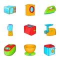 Home electronics icons set, cartoon style Royalty Free Stock Photo