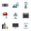 Home electronics icons set, flat style Royalty Free Stock Photo