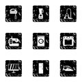 Home electronics icons set, grunge style Royalty Free Stock Photo