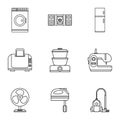 Home electronics icons set, outline style Royalty Free Stock Photo