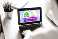 Home energy efficiency concept on a laptop screen Royalty Free Stock Photo