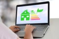 Home energy efficiency concept on a laptop Royalty Free Stock Photo