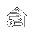 Home energy efficiency line black icon. Smart eco house improvement sign. Alternative energy pictogram. Eco friendly