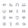 Home entertainment system line icons set