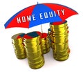 Home Equity Icon Cash Means Financial Line Of Credit From Property - 3d Illustration