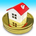 Home Equity Line Of Credit Loan Coins Represents Property Refinancing - 3d Illustration Royalty Free Stock Photo