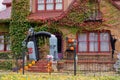 Home exterior decorated for Halloween