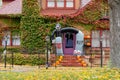 Home exterior decorated for Halloween