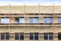 Home facade insulation with rock wool. energy efficiency house wall renovation