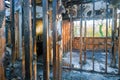 Home after fire the parts of the house burnning Royalty Free Stock Photo