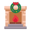 home fireplace in Christmas Icon Illustrator