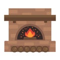 Home fireplace with fire. Vector Illustration