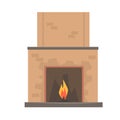 Home fireplace with fire vector Illustration