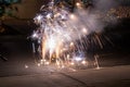 Home fireworks family celebration at night Royalty Free Stock Photo