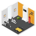 Home fitness room isometric icon set