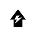 Home and Flash, Electricity House. Flat Vector Icon illustration. Simple black symbol on white background. Home and Flash,