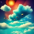 Home floating on clouds, Generative AI Royalty Free Stock Photo