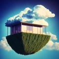 Home floating on clouds, Generative AI Royalty Free Stock Photo