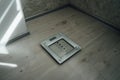 Home floor scales on the grey floor Royalty Free Stock Photo