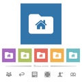 Home folder flat white icons in square backgrounds Royalty Free Stock Photo