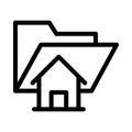 Home folder vector  thin line icon Royalty Free Stock Photo