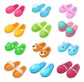 Home footwear - pairs slippers, textile domestic garment clothing soft fabric.