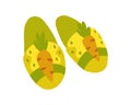 Home footwear slippers. Soft comfortable slip on shoe for home in the form of a carrot. Pair slippers, textile domestic