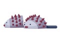 Home footwear slippers. Soft comfortable slip on shoe for home in the form of a hedgehog. Pair slippers, textile