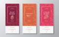 Home Fragrance Vector Label Templates Set. Hand Drawn Sketch Raspberry, Strawberry, Tangerine and Flowers Background