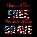 Home of the free because of the brave quote. Independence day Quotes Royalty Free Stock Photo