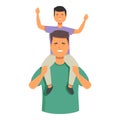 Home funny play icon cartoon vector. Kid on father shoulders Royalty Free Stock Photo