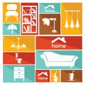 home furniture and accessories collection. Vector illustration decorative design
