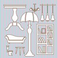 home furniture and accessories collection. Vector illustration decorative design