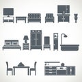 Home furniture design blackicons set Royalty Free Stock Photo