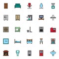 Home furniture filled outline icons set
