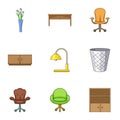 Home furniture icons set, cartoon style