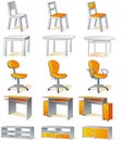 Home furniture isolated - chairs, tables