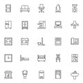 Home furniture outline icons set