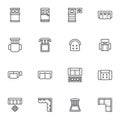 Home furniture top view line icons set Royalty Free Stock Photo